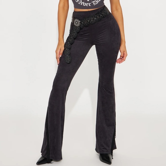 NWT❗️🤠🐴🖤 Black Faux Suede Flare Pant - Sz XL - Picture 3 of 9